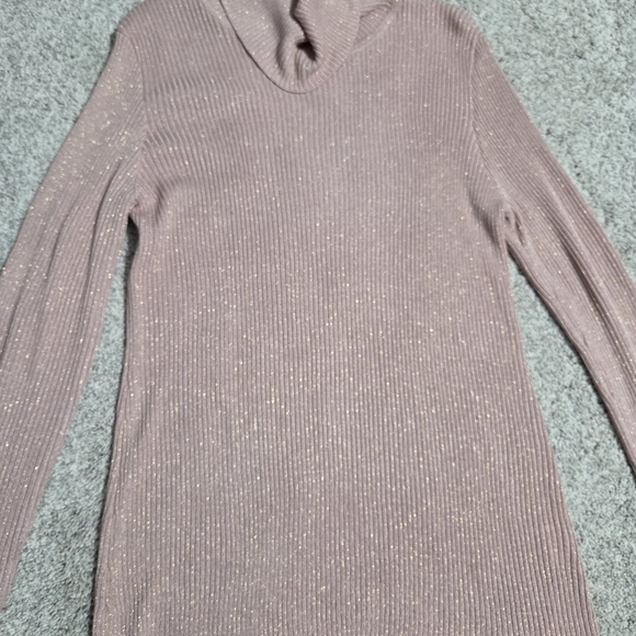 Belldini Sweaters - Belldini Pink Turtleneck Light Weight Sweater with Gold Sparkle